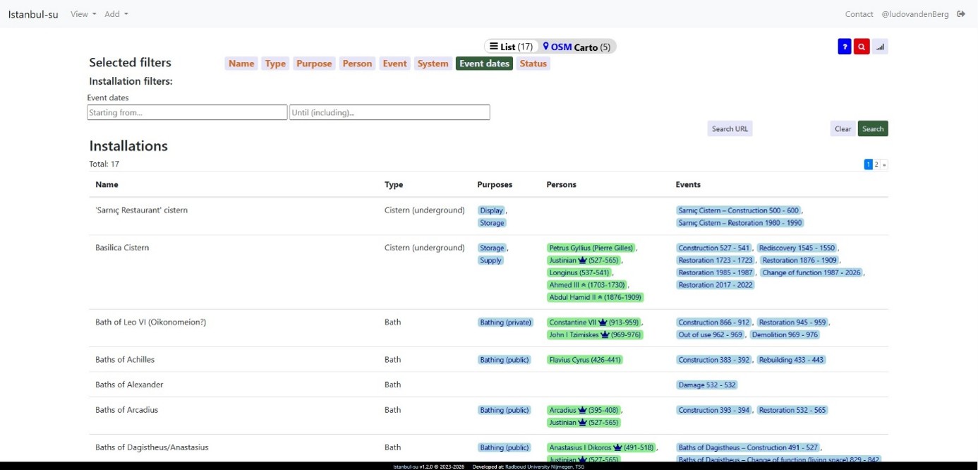 Navigation help image 15: event dates filter