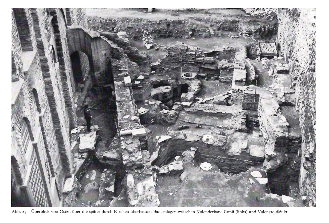 Photo taken during the excavations of the Roman bath by Striker and Kuban (1966-1978).