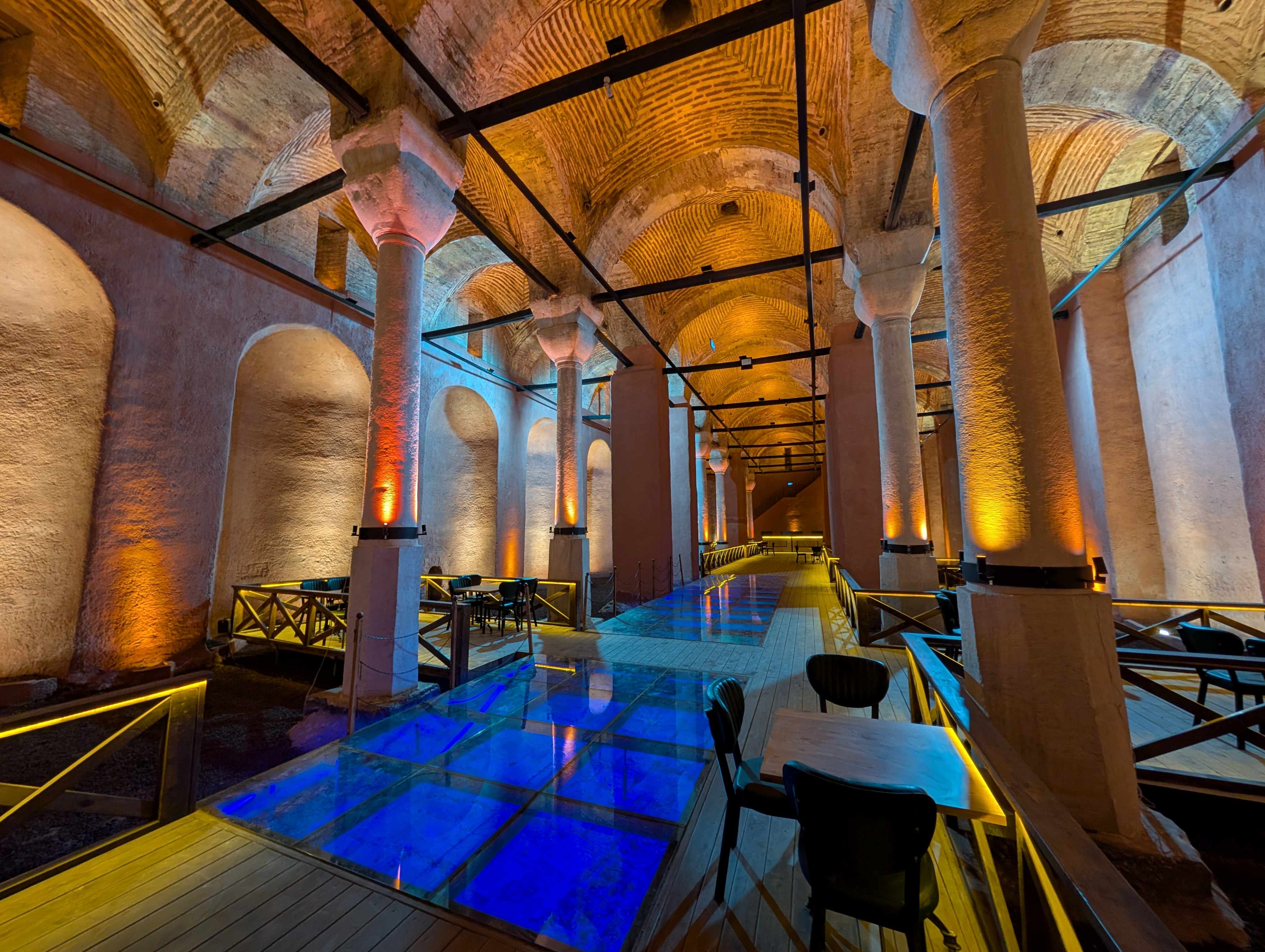 Shows the situation after the restoration and reopening of the cistern in 2025